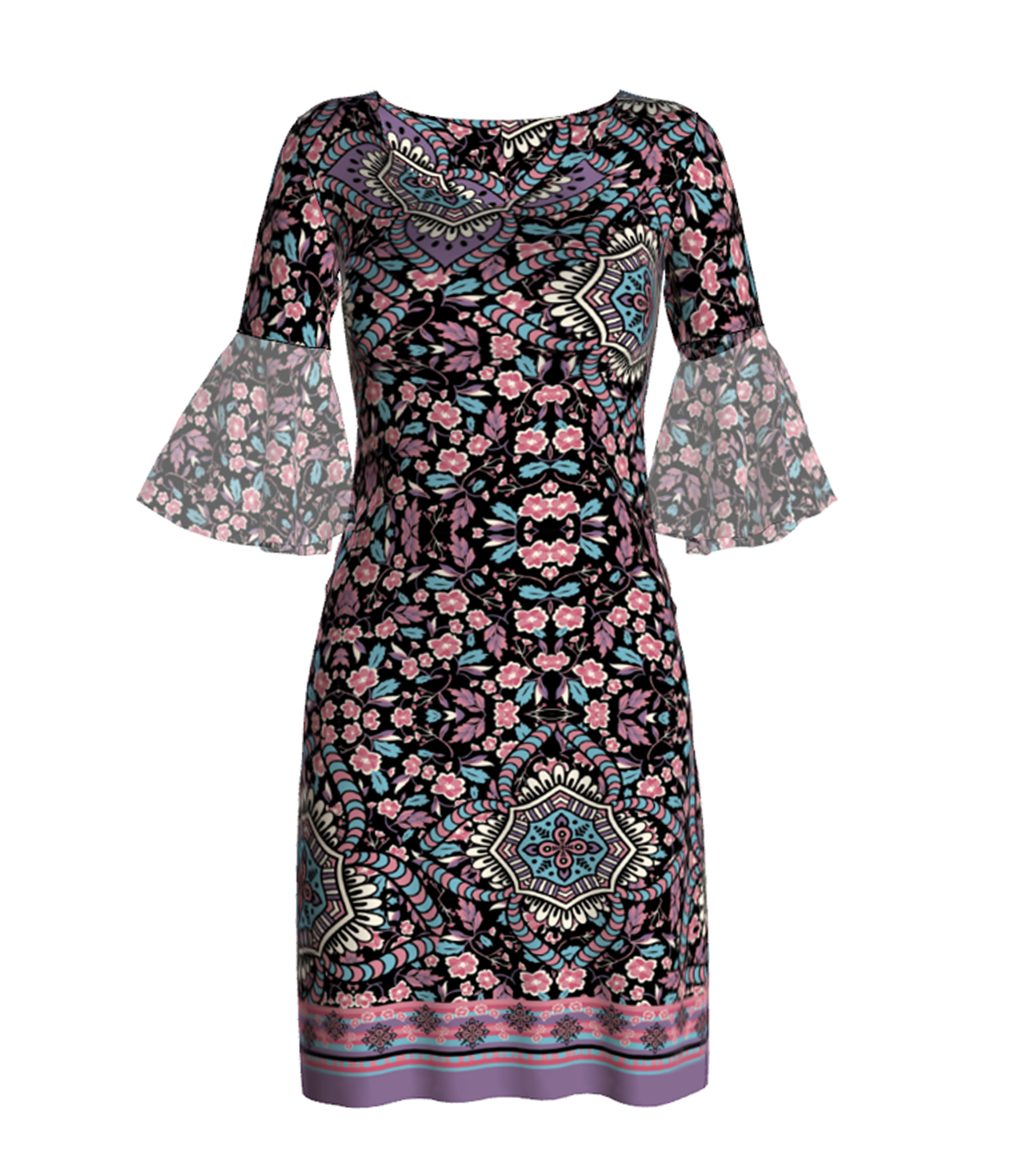 VESTIDO ESTAMPADO VOLANTE 