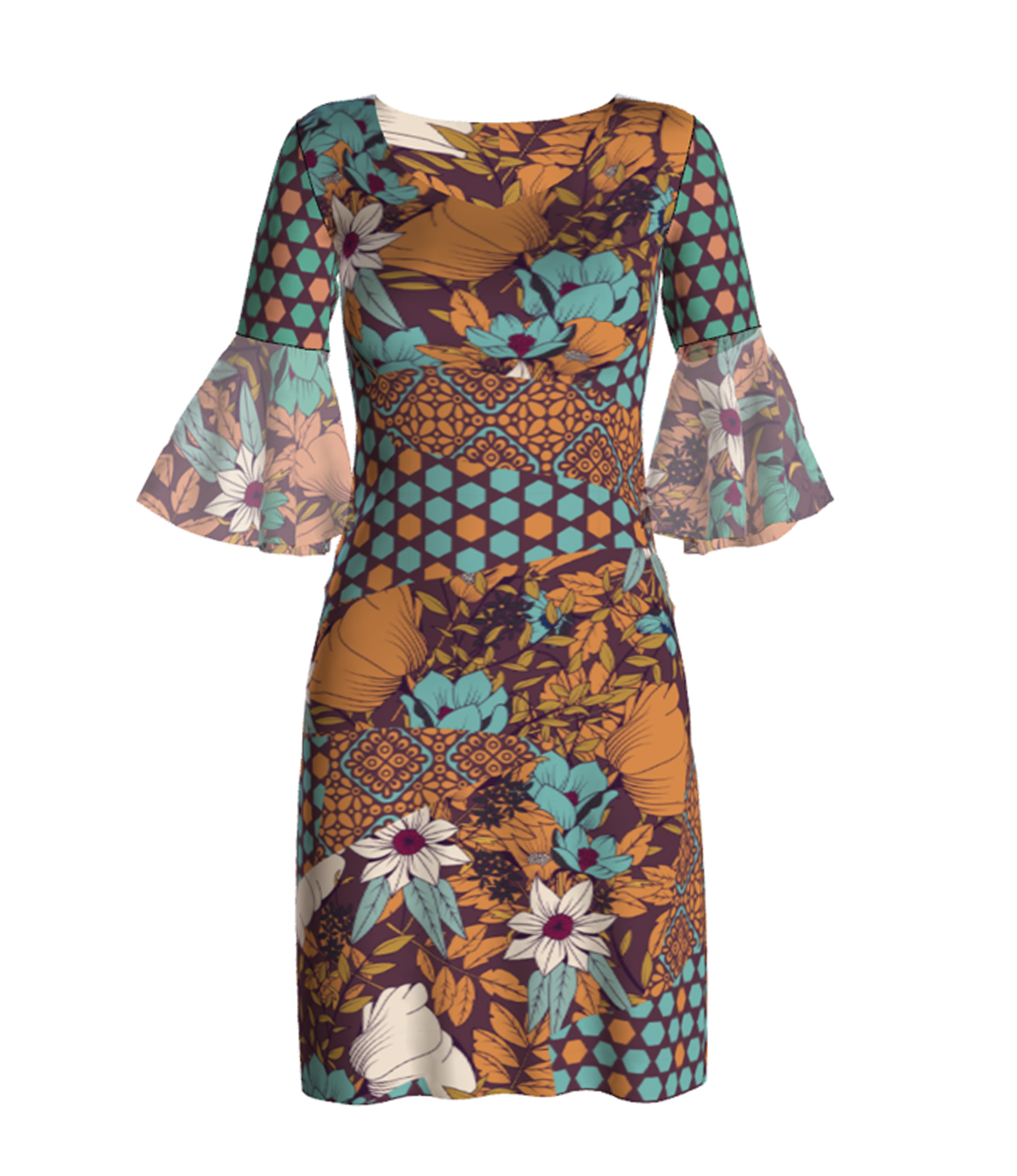 VESTIDO ESTAMPADO VOLANTE 